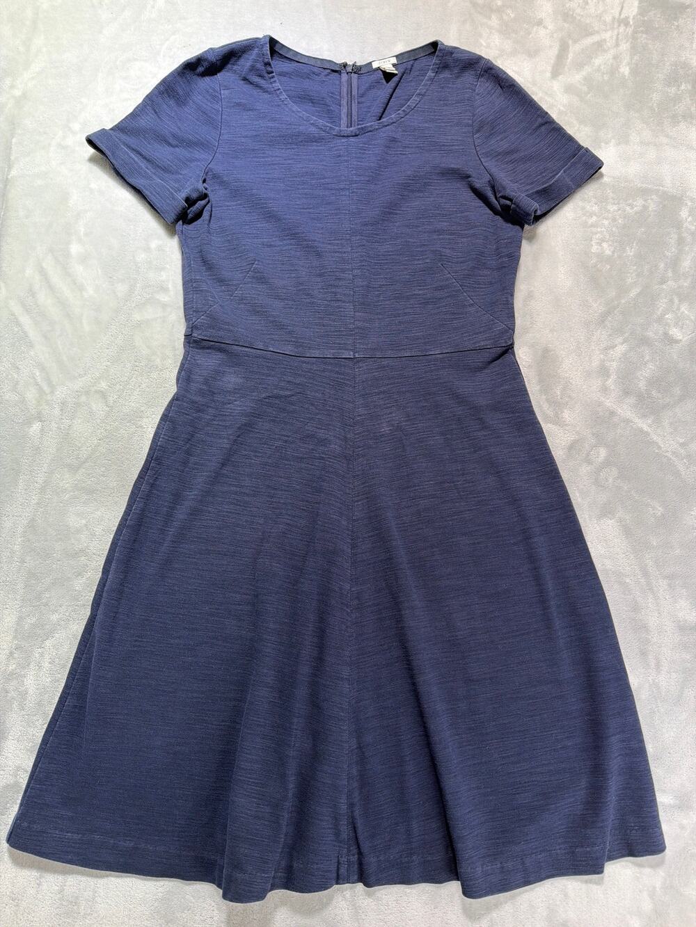 J.Crew Blue-Gray Slub Knit Cotton Stretch A-Line Mini Dress – Size 6